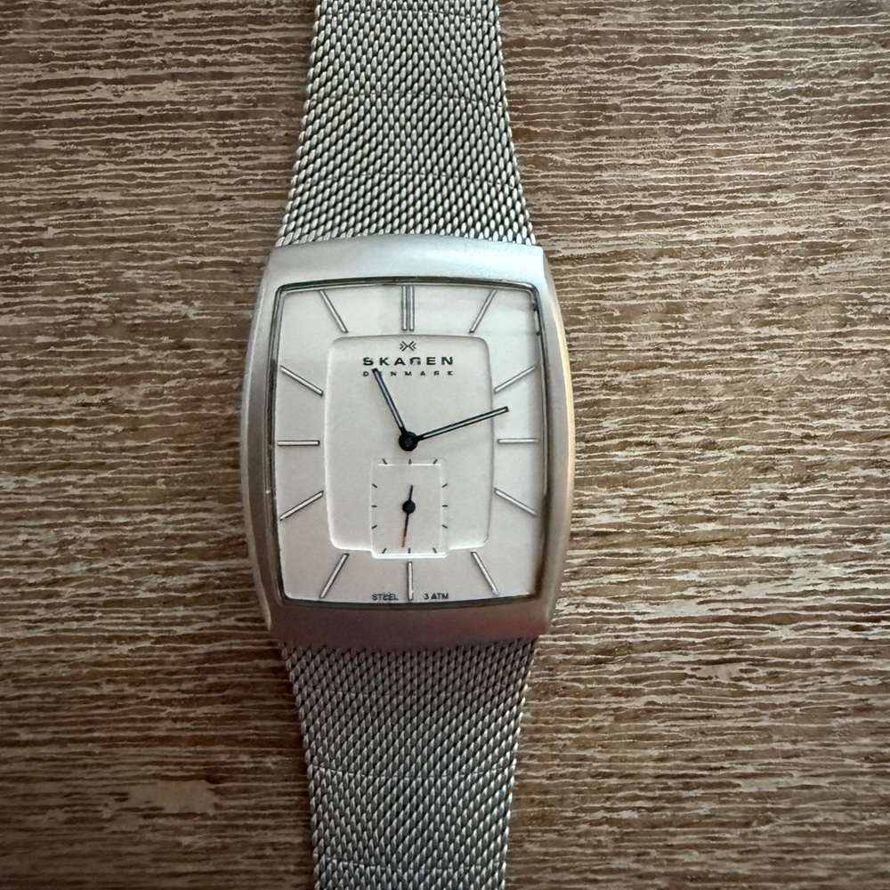 Skagen Silver Rectangular Mesh Watch